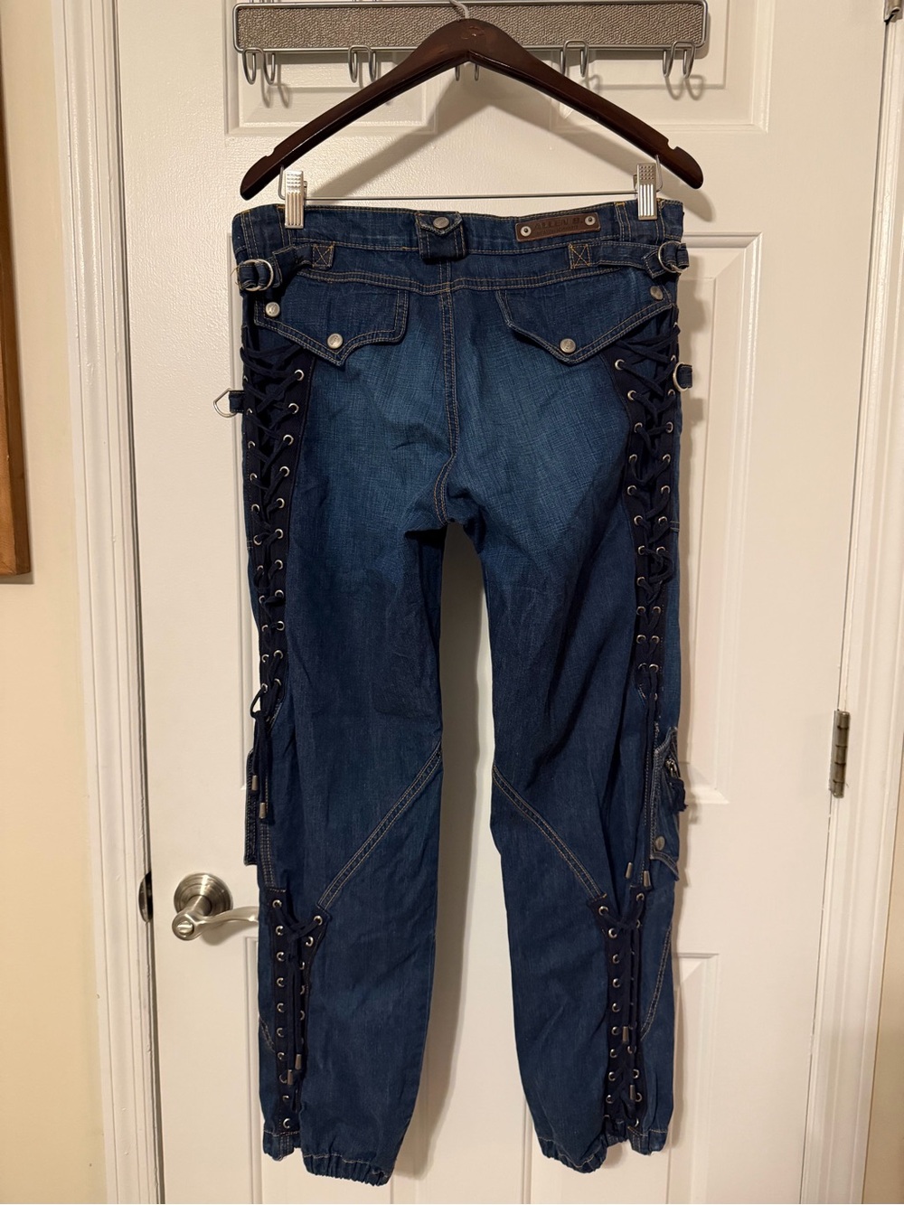 Allen B. By Allen Schwartz Dark Blue Lace-Up Side Denim Jeans